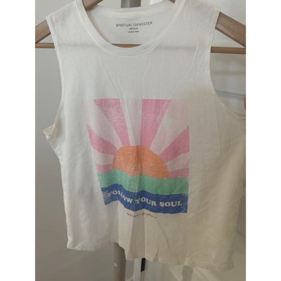 Spiritual Gangster Follow Your Soul Muscle Tank White Size Medium - Picture 4 of 6